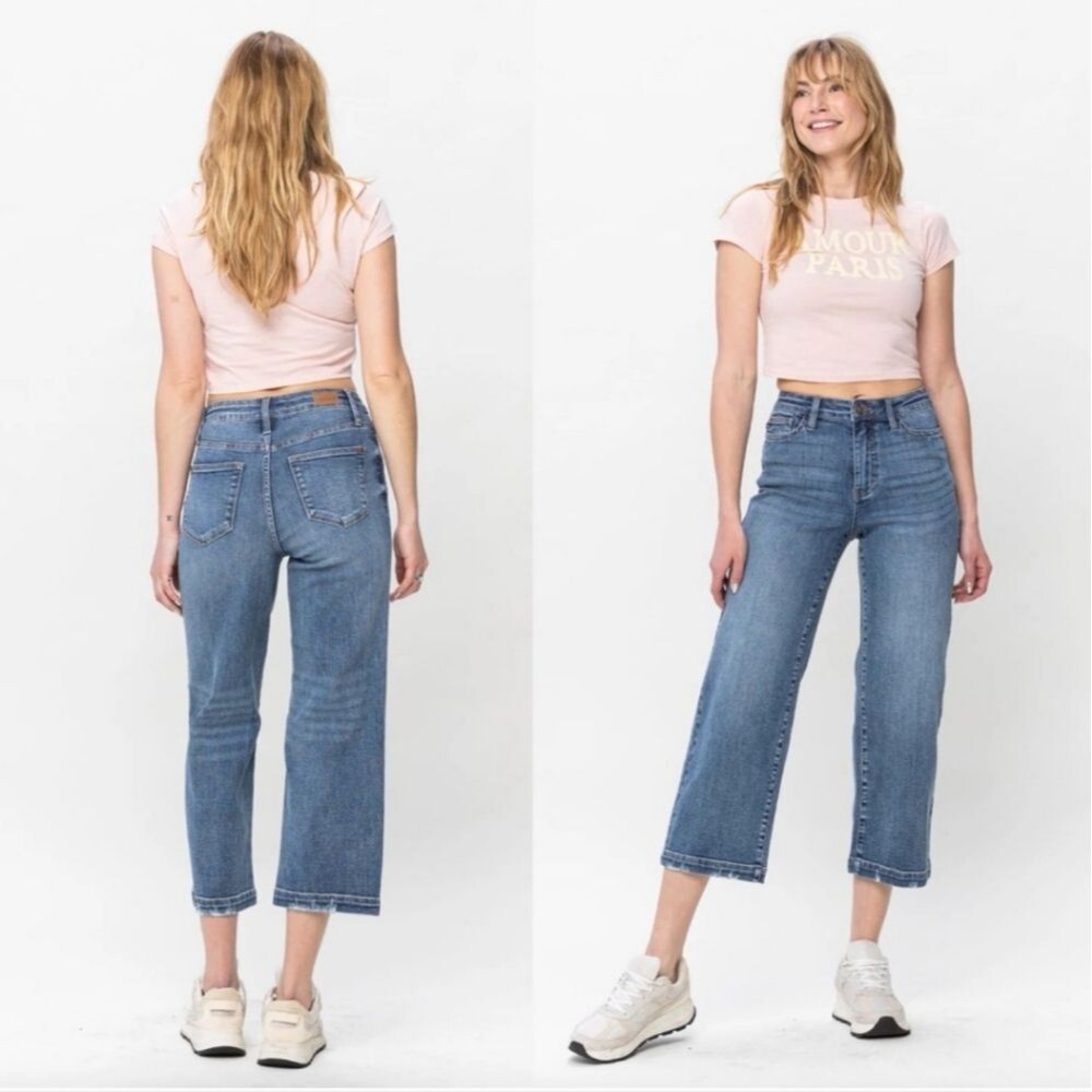Judy Blue High Waisted Vintage Wide Leg Crop Perfection Jeans Size 26